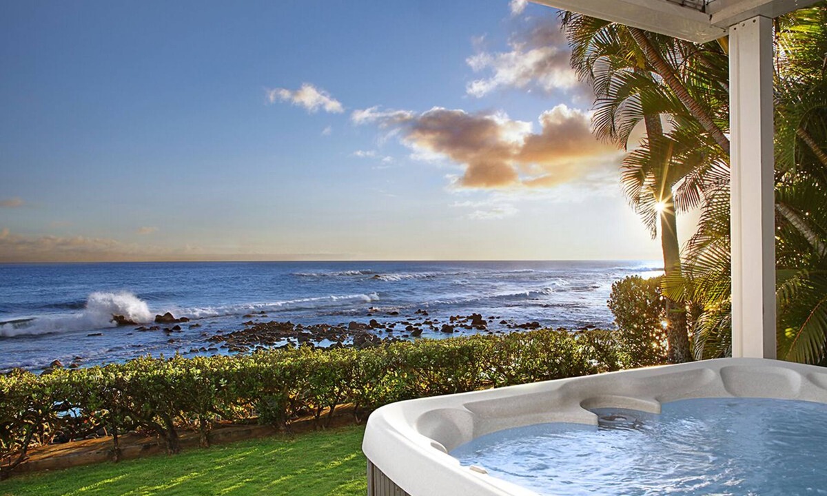 Poipu House | Hale Nalu - Beachfront Home Steps from Baby Beach with Spa/AC!
