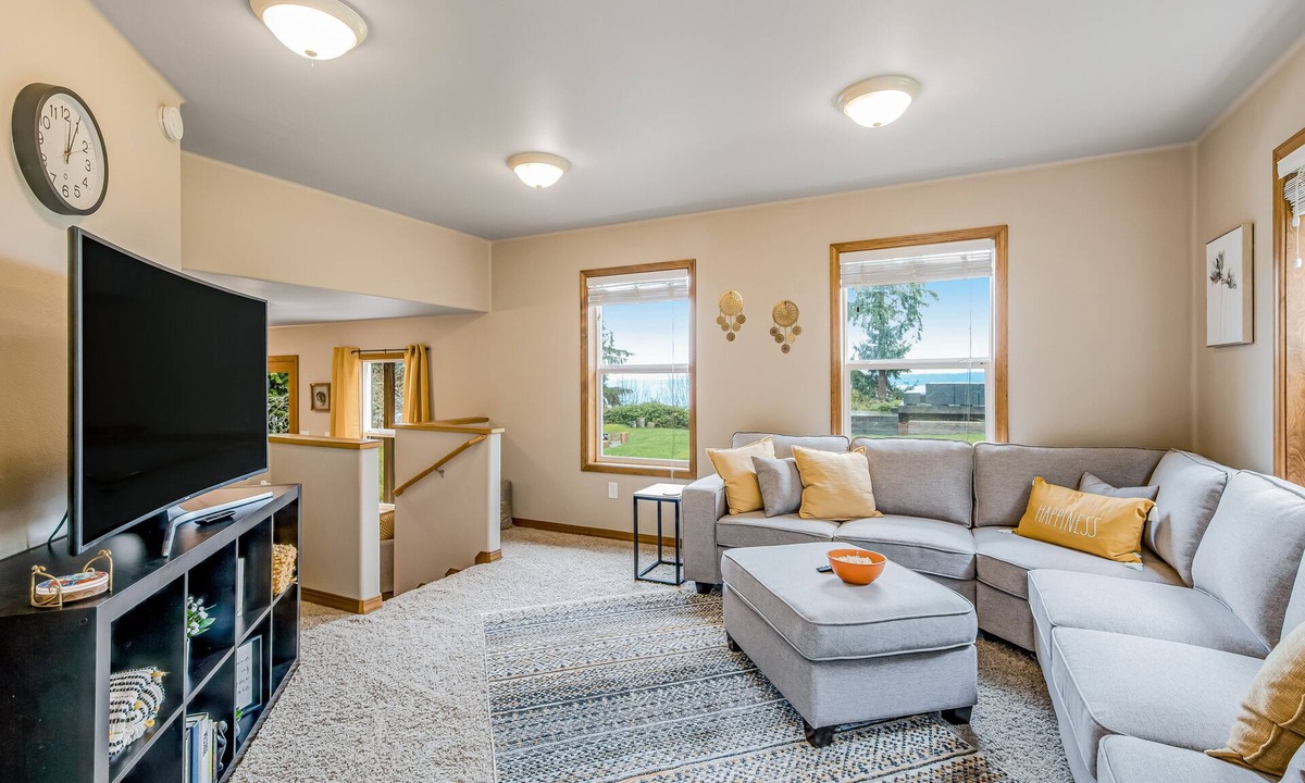 Camano Island House | Idyllic woodsy retreat with firepit, two kitchens, Port Susan views & woodstoves