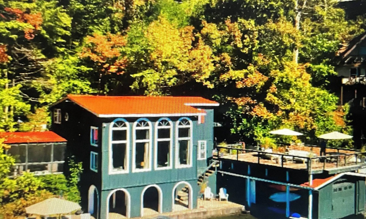 Lake Lure House | The Red. Amazing lakefront retreat with BIG views, big decks, and a 'Lake Pool'!