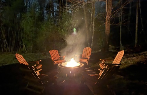 Dingmans Ferry House | 3BR chalet w/hot tub, fire pit & pond. Secluded natural setting, yet so close.