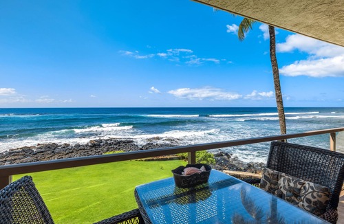 Poipu Condo | Best Oceanfront - Walls of windows on famous surf and sunset, 2BR/2BA, A/C