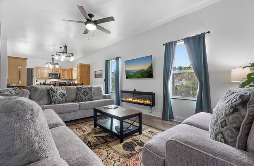 Chalet Village North Cabin | Flat 4bedrm Chalet Village with outdor spaces, 2 picnic tables,firepit,kids area