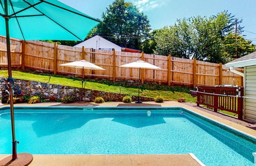 Canton House | Lovely modern home with private yard, swimming pool, firepit, & mtn views
