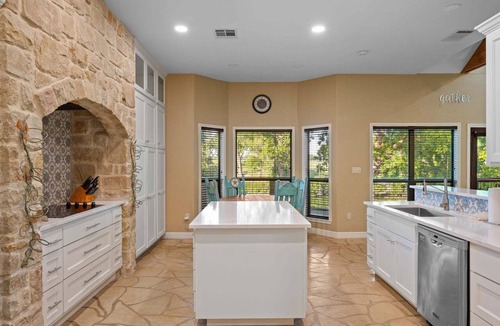 Seguin House | Riverfront home on Lake Seguin with dock, kayaks, beautiful views & air hockey