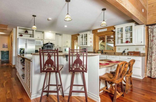 Rutherfordton House | Riverside opulence with game room, private heated pool, hot tub & firepit