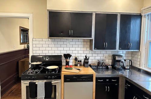 Front Park Apartment | Spacious Allentown Retreat, Porch + Walkable Location, King Bed + Sauna