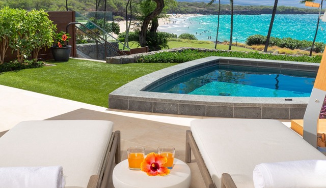 20% OFF Aug 7-31 Beachfront Unit-Steps to Hapuna Beach, Big Lanai, Plunge Pool