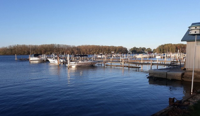 Beach boat boathouse at East Harbor, Lakeside Marblehead in Lakeside Marblehead