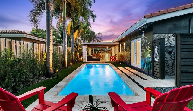 Bright Tropical Retreat with Private Heated Pool Near Beaches! in Oakland Park