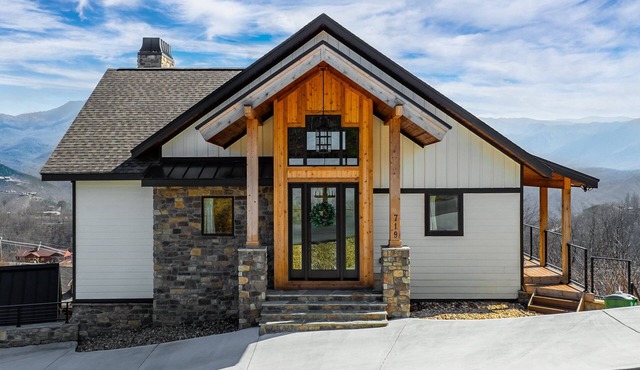 Chalet Village Luxury Cabin w/INSANE Views! Hot Tub! Game Room!