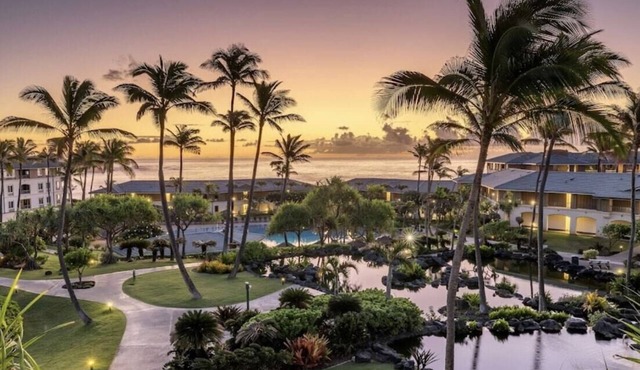 POIPU RESORT, sand POOL, daily fresh towel exchanges, turtles, cascading ponds