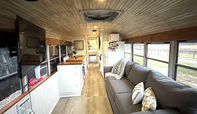 Quaint School Bus with AC near Red River Gorge in Stanton