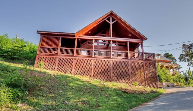 The Buckhorn Cabin is a deer-themed 2 bedroom, 2.5 bath luxury cabin retreat