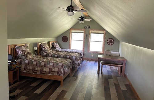 Spring Green Cabin | Best View in Sauk County! 15 Acres, bonfire, wood stove, pet friendly, game room